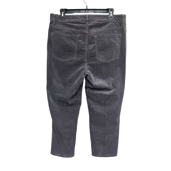 Talbots Women"s Petite High-Rise Straight-Leg Gray Corduroy Pants Size 12 Petite - Picture 3 of 7